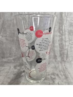 Vintage Cocktail Recipe Mixing Glass 16oz Pint Shaker - Mid-Century Style - EXC